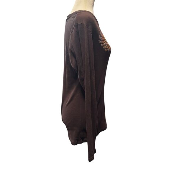 Harley-Davidson Long Sleeve Rhinestone Eagle Top Brown (L) Bob Dron Oakland, CA - Picture 4 of 8